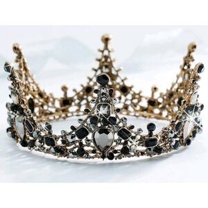 Black Rhinestone Crown, Gothic, Wedding, Fantasy